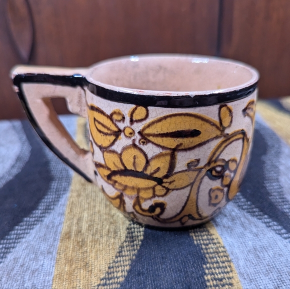 Vintage Mini Painted Ceramic Mexican Floral Mug - Picture 4 of 5